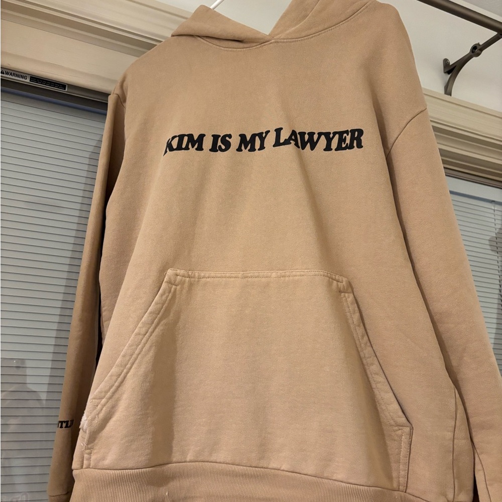 TALENTLESS Beige Hoodie with White Text